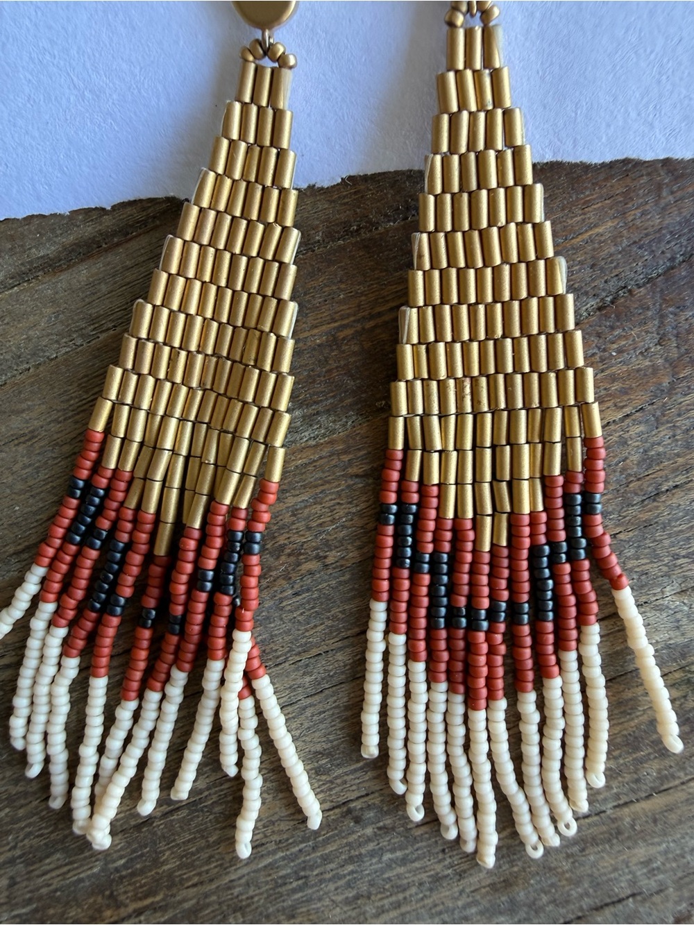 Paid $135 Gold and Coral Beaded Fringe Earrings - Women Jewelry